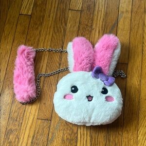 Sugar thrillz Plush Bunny Crossbody Bag  — White and Pink